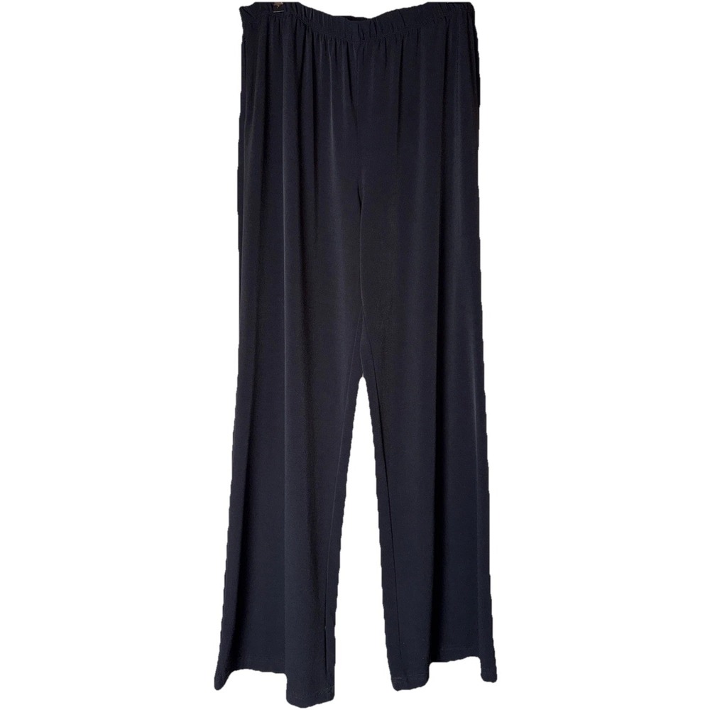 IC COLLECTION Pants Women XL Wide Leg Pull On Pockets Stretch Lagenlook USA Made
